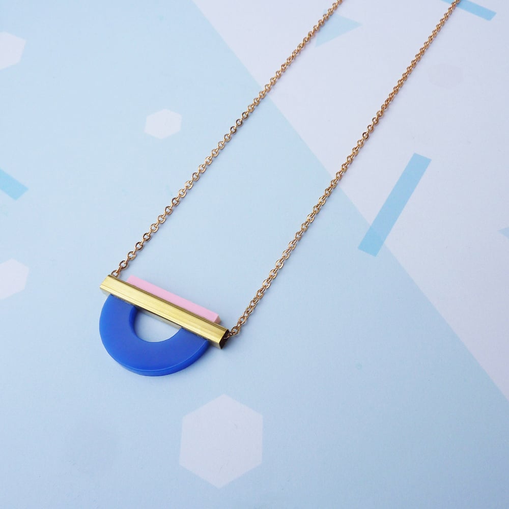 Drop Curve Necklace French Navy Pink Custom Made Jewellery